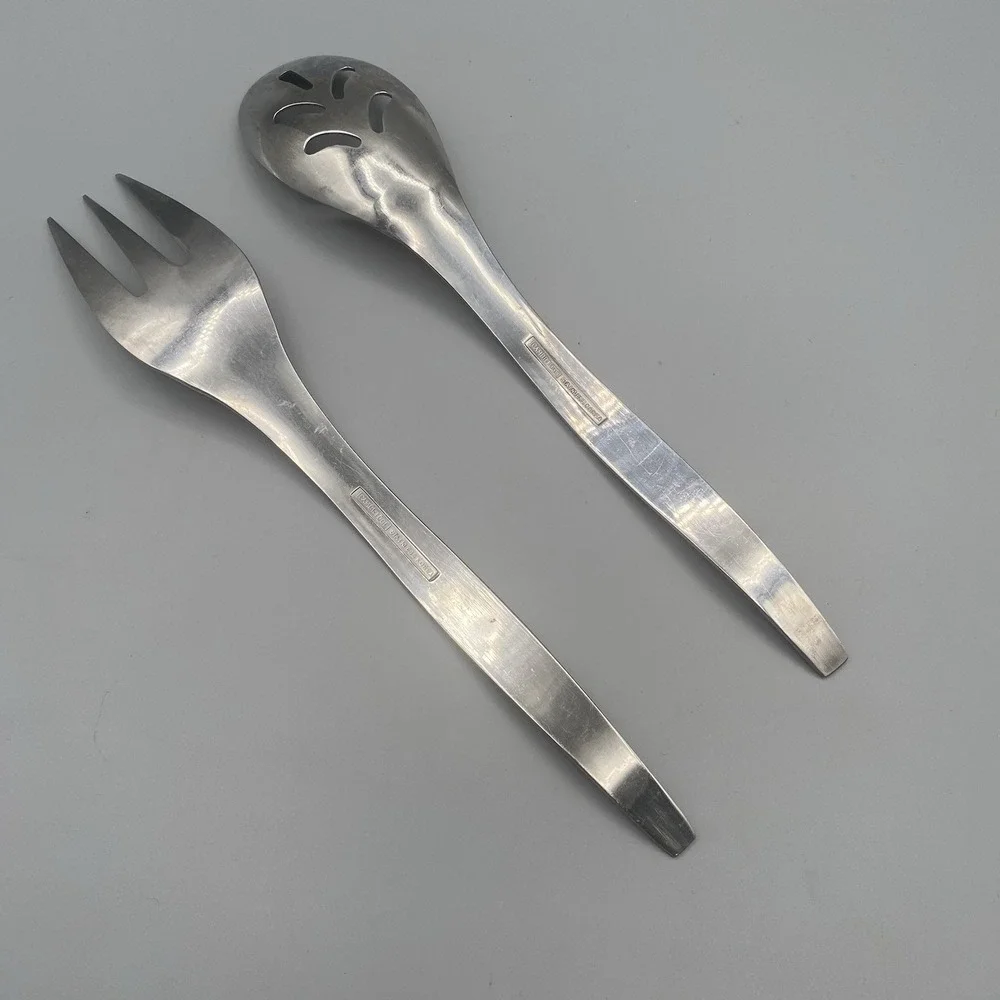 Cambridge VERA 2pcs Stainless Meat Fork Slotted Serving Spoon Tablespoon Wavy‎